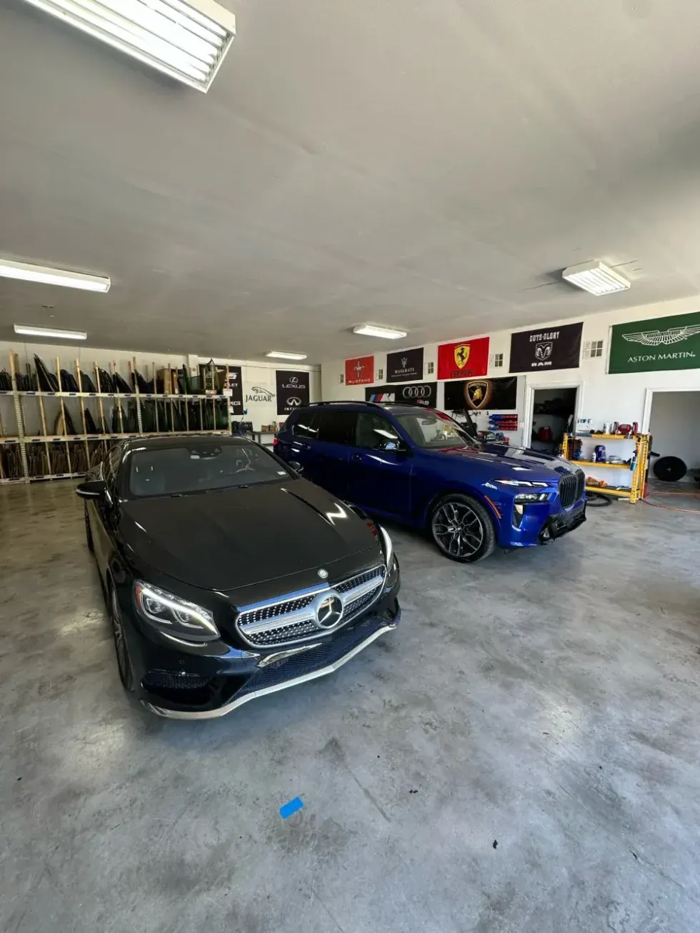 Mobile auto glass technician replacing windshield in Houston